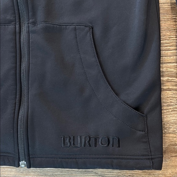 Burton Men's Size S Hoodie Jacket Full Zip Black on Black Logo Hidden Pocket - Picture 2 of 15